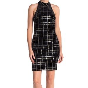 Alexia Admor Velvet Sequin Check Sheath Dress